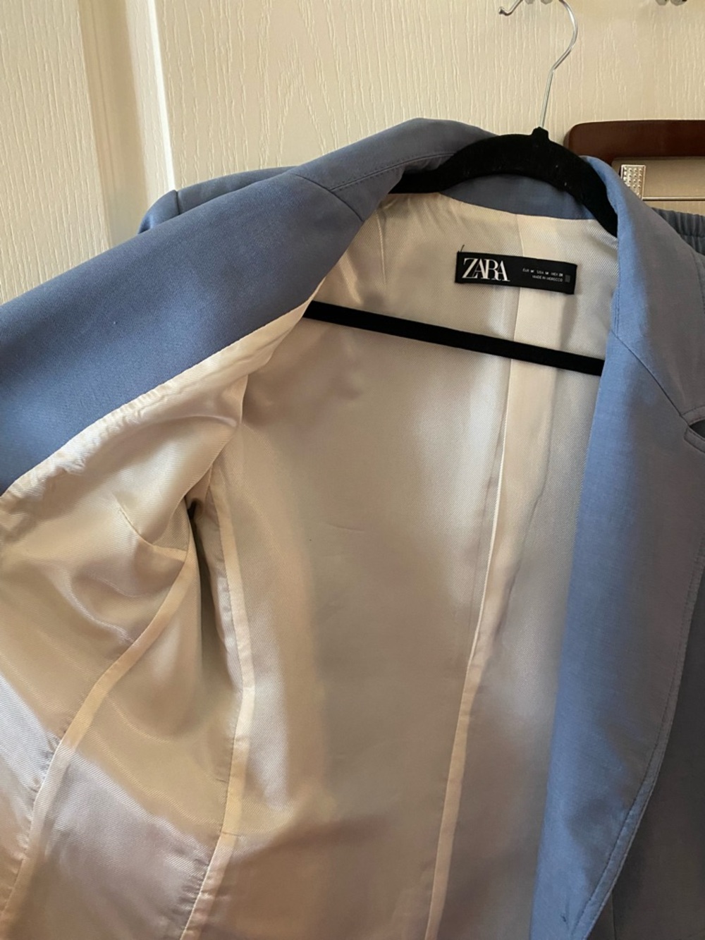ZARA Set: Single Button Blazer & Tapered Trousers in Pale Blue - M/L - Picture 14 of 16